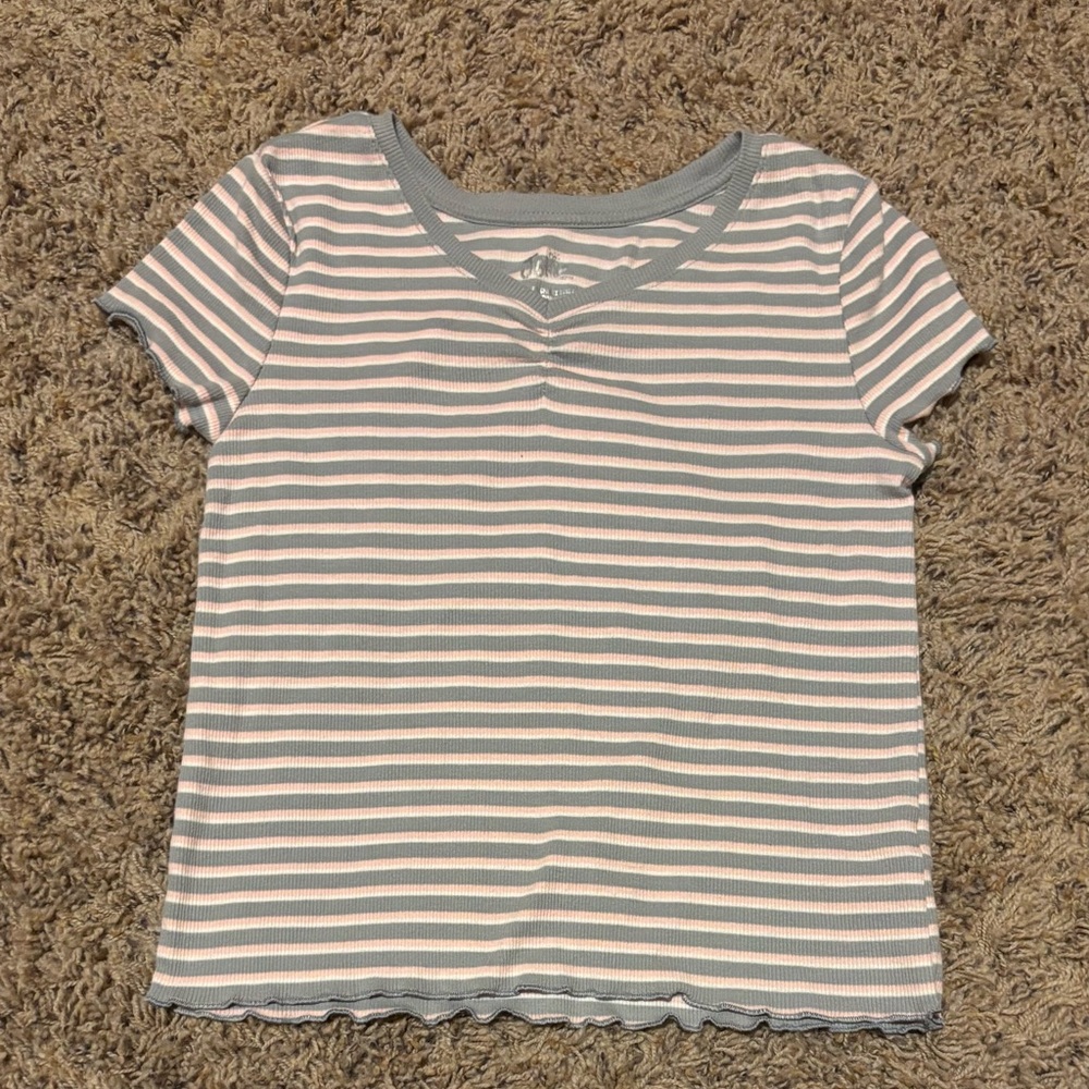 Gray and Pink Striped Kids Shirt